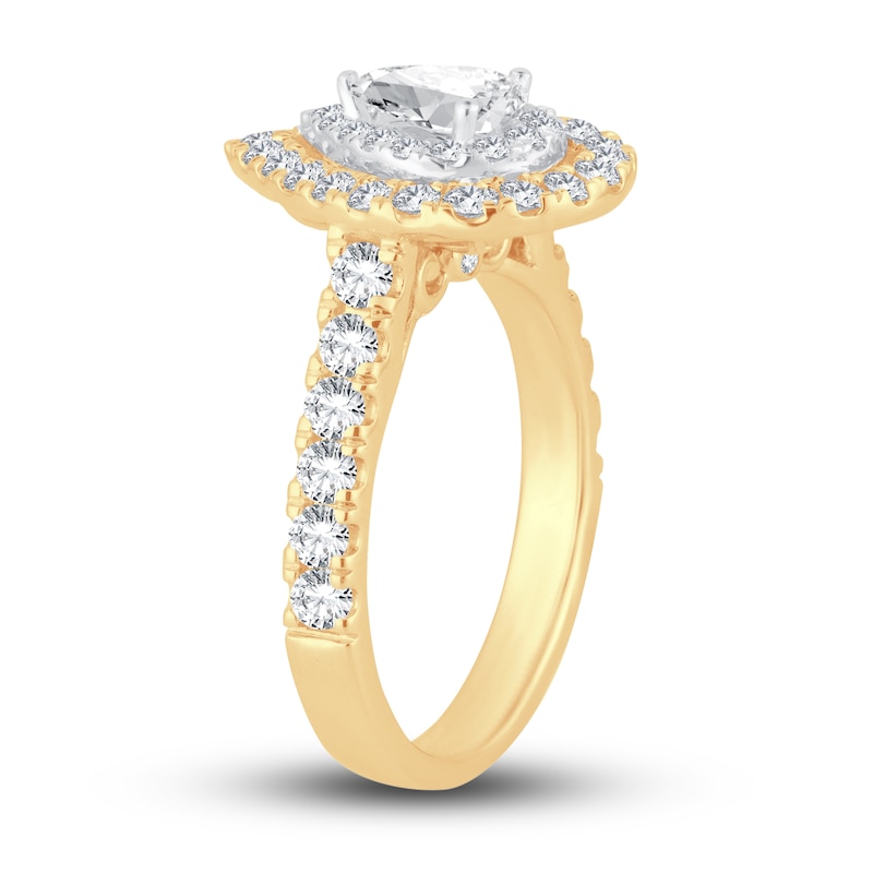 Main Image 2 of Now + Forever Multi-Diamond Engagement Ring 1-1/2 ct tw Pear & Round-cut 14K Yellow Gold