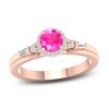 Pink Sapphire & Diamond Engagement Ring 1/4 ct tw Round & Baguette-Cut 14K Rose Gold