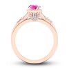 Pink Sapphire & Diamond Engagement Ring 1/4 ct tw Round & Baguette-Cut 14K Rose Gold