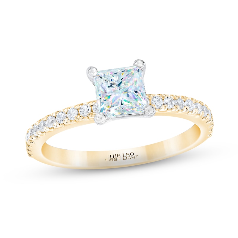 THE LEO First Light Diamond Princess-Cut Engagement Ring 1-1/5 ct tw 14K Yellow Gold