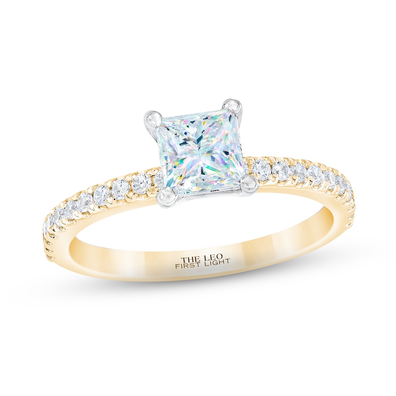 Main Image 1 of THE LEO First Light Diamond Princess-Cut Engagement Ring 1-1/5 ct tw 14K Yellow Gold
