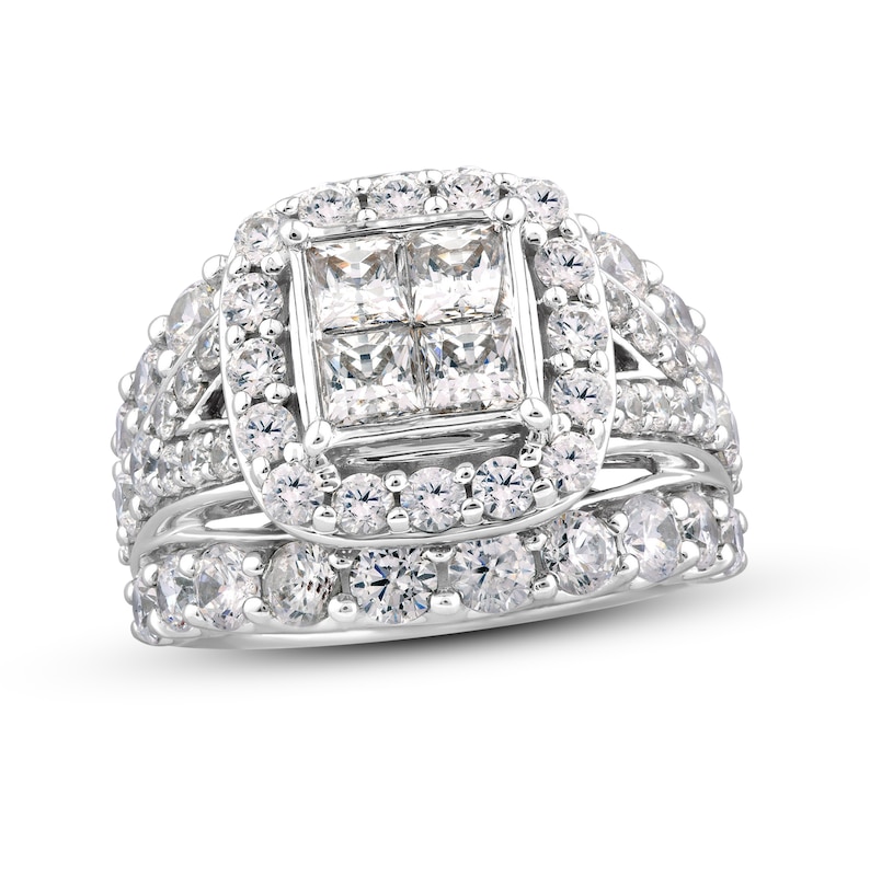 Diamond Engagement Ring 4-3/4 ct tw Princess & Round 14K White Gold