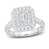 Diamond Engagement Ring 1-1/2 ct tw Emerald & Round-cut 14K White Gold