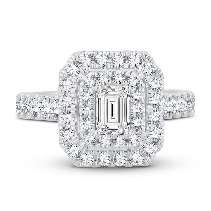 Main Image 3 of Now + Forever Diamond Engagement Ring 1-1/2 ct tw Emerald & Round-cut 14K White Gold
