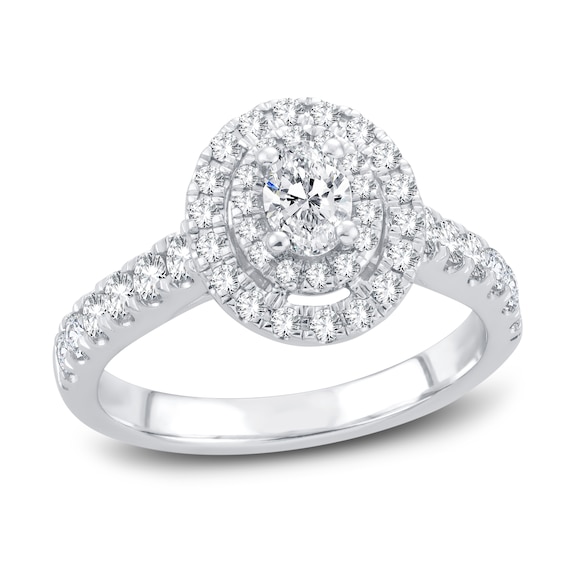 Now + Forever Diamond Engagement Ring 1 ct tw Oval & Round-cut 14K White Gold