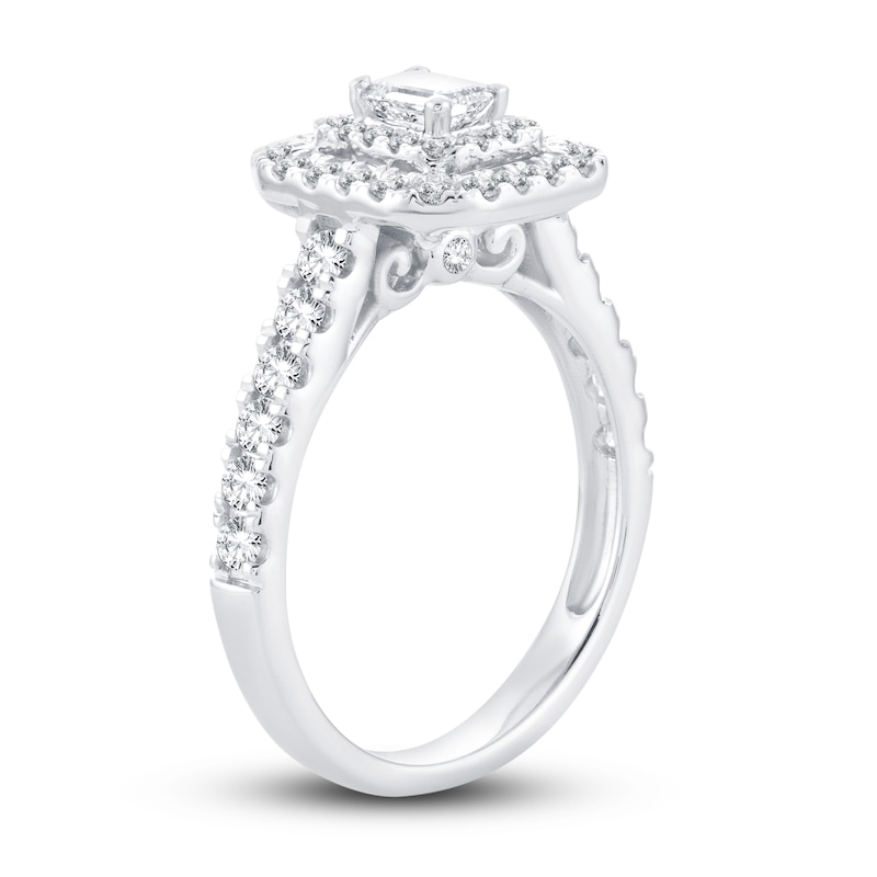 Main Image 2 of Now + Forever Diamond Engagement Ring 1 ct tw Emerald & Round-cut 14K White Gold