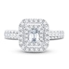 Diamond Engagement Ring 1 ct tw Emerald & Round-cut 14K White Gold