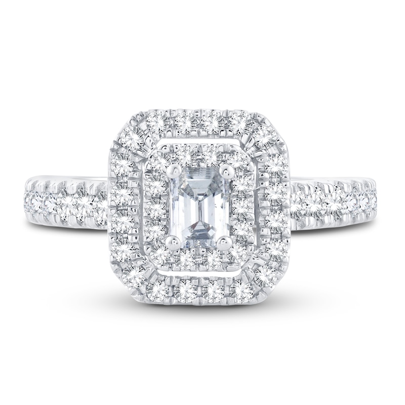 Main Image 3 of Now + Forever Diamond Engagement Ring 1 ct tw Emerald & Round-cut 14K White Gold