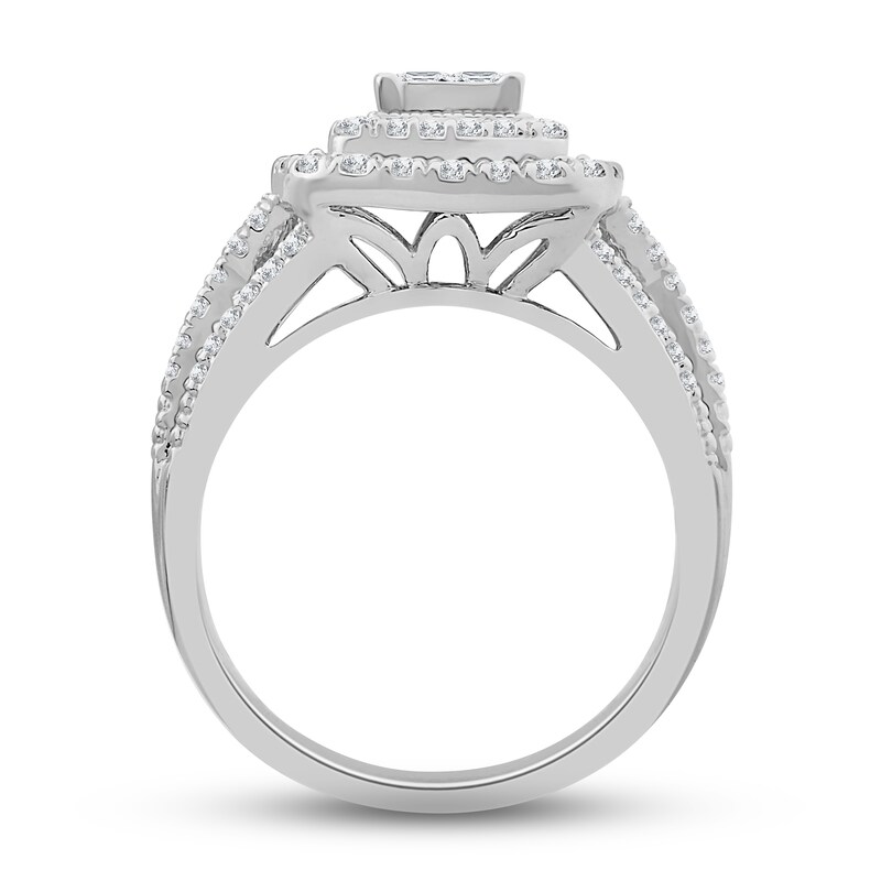 Diamond Engagement Ring 1 ct tw Princess & Round-cut 14K White Gold