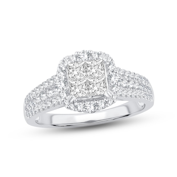 Now + Forever Diamond Engagement Ring 1 ct tw Princess & Round-Cut 14K White Gold