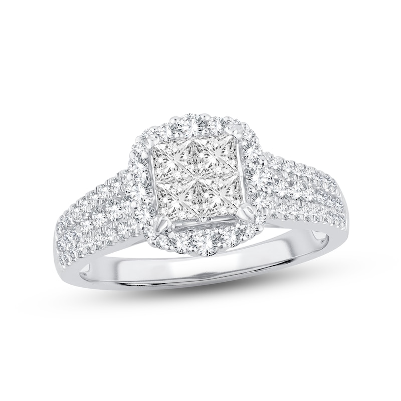 Diamond Engagement Ring 1 ct tw Princess & Round-Cut 14K White Gold