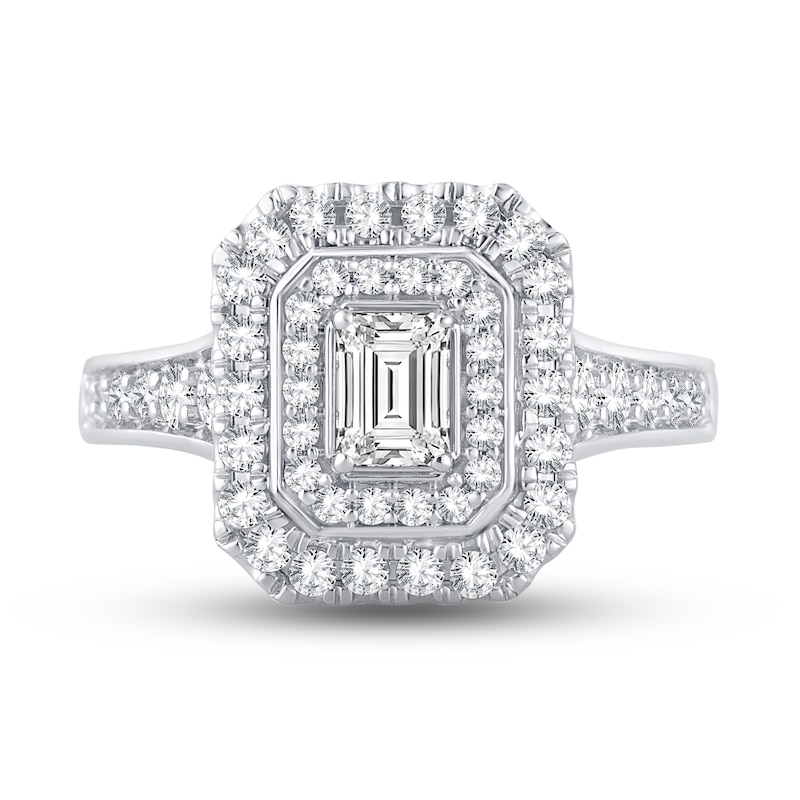 Main Image 2 of Now + Forever Diamond Engagement Ring 1-1/4 ct tw Emerald & Round-cut 14K White Gold