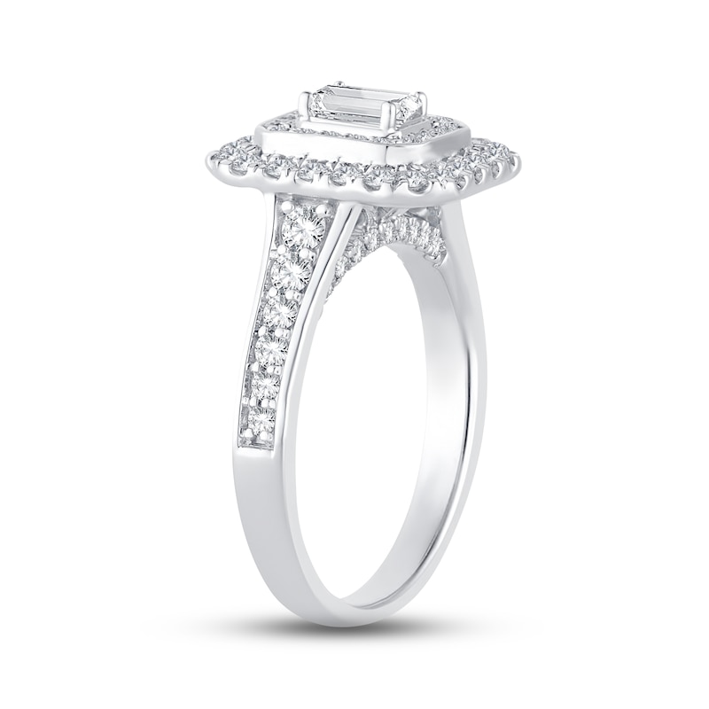 Main Image 3 of Now + Forever Diamond Engagement Ring 1-1/4 ct tw Emerald & Round-cut 14K White Gold