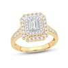 Diamond Engagement Ring 1-1/4 ct tw Emerald & Round-cut 14K Yellow Gold