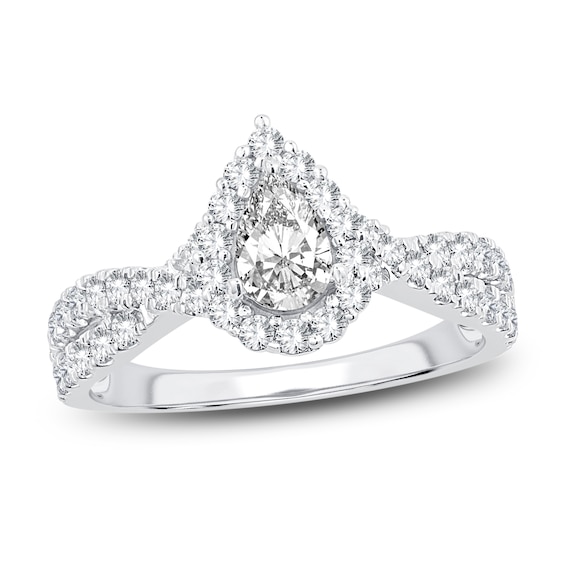 Now + Forever Diamond Engagement Ring 1 ct tw Pear & Round-cut 14K White Gold