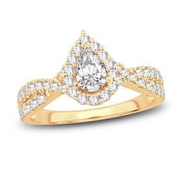 Now + Forever Diamond Engagement Ring 1 ct tw Pear & Round-Cut 14K Yellow Gold