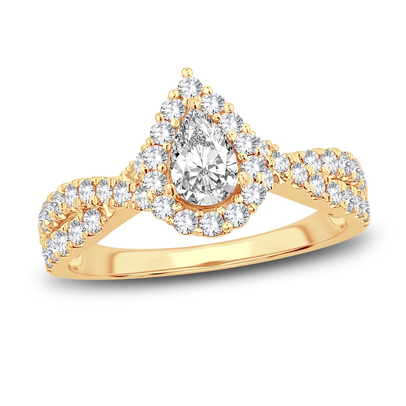 Diamond Engagement Ring 1 ct tw Pear & Round-Cut 14K Yellow Gold