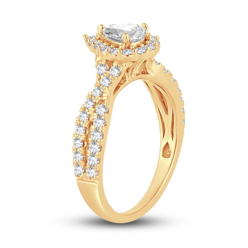 Diamond Engagement Ring 1 ct tw Pear & Round-Cut 14K Yellow Gold