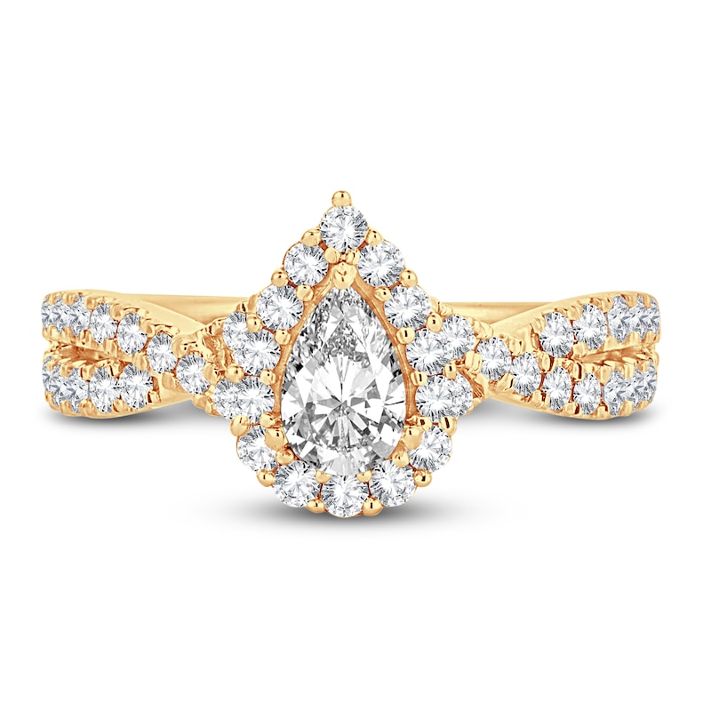 Diamond Engagement Ring 1 ct tw Pear & Round-Cut 14K Yellow Gold