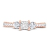 Thumbnail Image 3 of Now + Forever Three-Stone Diamond Engagement Ring 1 ct tw Princess/Round-Cut 14K Rose Gold
