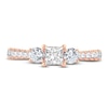 Thumbnail Image 2 of Three-Stone Diamond Engagement Ring 1 ct tw Princess/Round-Cut 14K Rose Gold