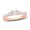 Thumbnail Image 0 of Memories Moments Magic Three-Stone Diamond Engagement Ring 1 ct tw Princess/Round-Cut 14K Rose Gold