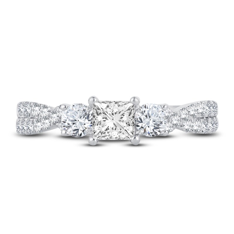 Three-Stone Diamond Engagement Ring 1 ct tw Princess/Round-Cut 14K White Gold