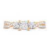 Thumbnail Image 3 of Memories Moments Magic Three-Stone Diamond Engagement Ring 1 ct tw Princess/Round-Cut 14K Yellow Gold