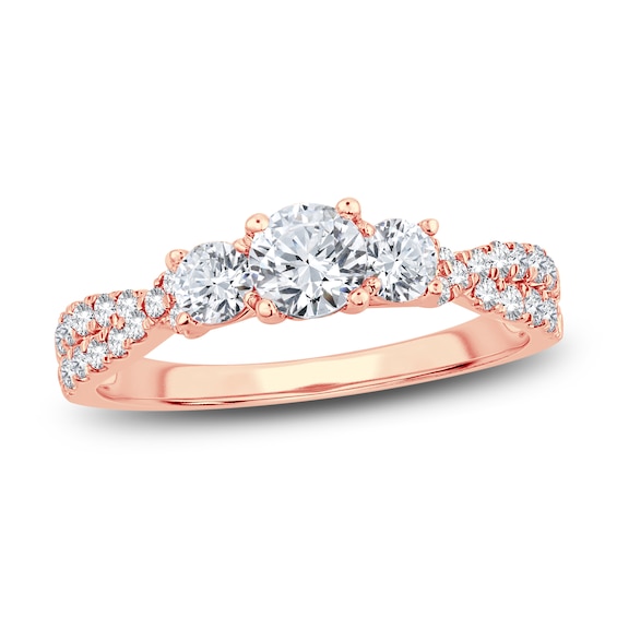 Memories Moments Magic Three-Stone Diamond Engagement Ring 1 ct tw Round-Cut 14K Rose Gold