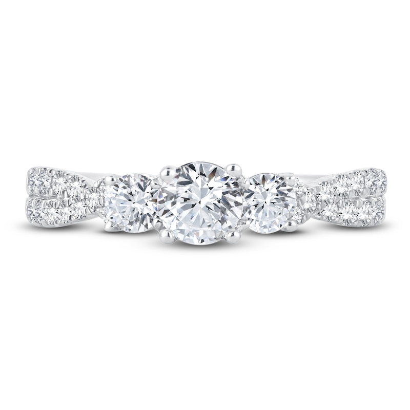 Main Image 3 of Memories Moments Magic Three-Stone Diamond Engagement Ring 1 ct tw Round-Cut 14K White Gold