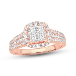 Now + Forever Diamond Engagement Ring 1 ct tw Princess & Round-Cut 14K Rose Gold