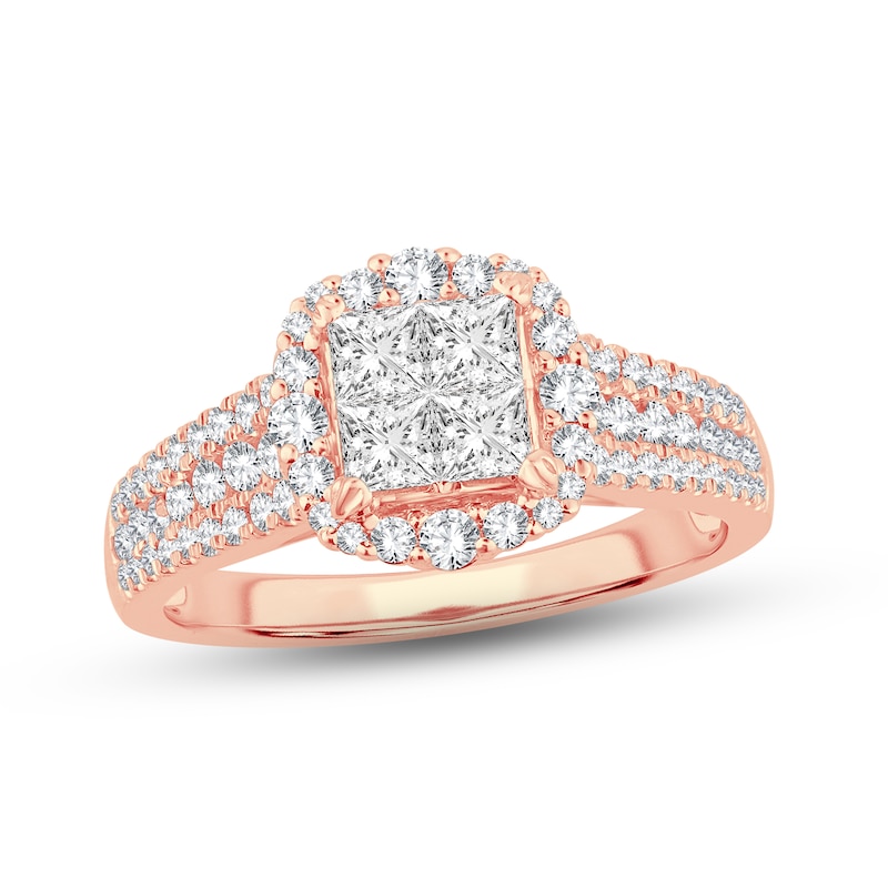 Main Image 1 of Now + Forever Diamond Engagement Ring 1 ct tw Princess & Round-Cut 14K Rose Gold