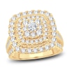 Diamond Engagement Ring 2 ct tw Round & Baguette-Cut 14K Yellow Gold