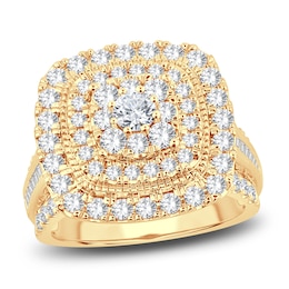 Now + Forever Diamond Engagement Ring 2 ct tw Round & Baguette-Cut 14K Yellow Gold