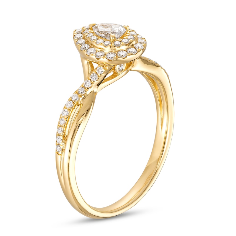 Diamond Engagement Ring 1/2 ct tw Pear & Round-Cut 14K Yellow Gold