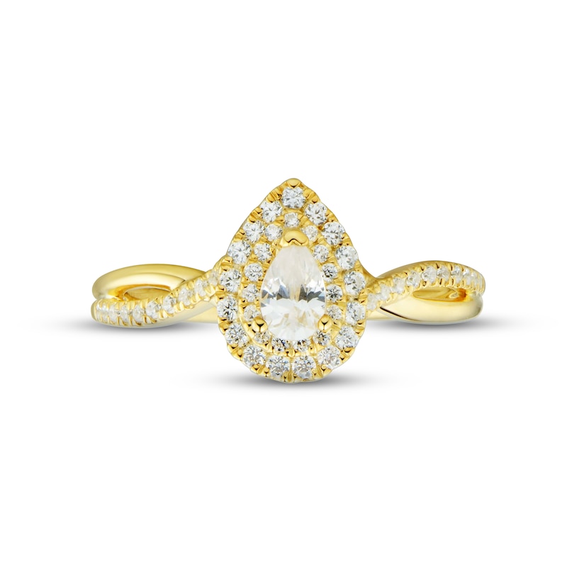 Diamond Engagement Ring 1/2 ct tw Pear & Round-Cut 14K Yellow Gold