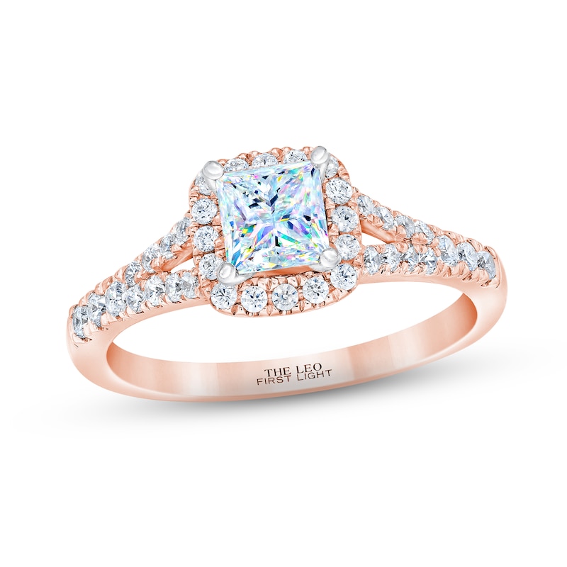 THE LEO First Light Diamond Princess-Cut Engagement Ring 3/4 ct tw 14K Rose Gold