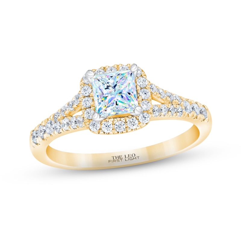 THE LEO First Light Diamond Princess-Cut Engagement Ring 3/4 ct tw 14K Yellow Gold