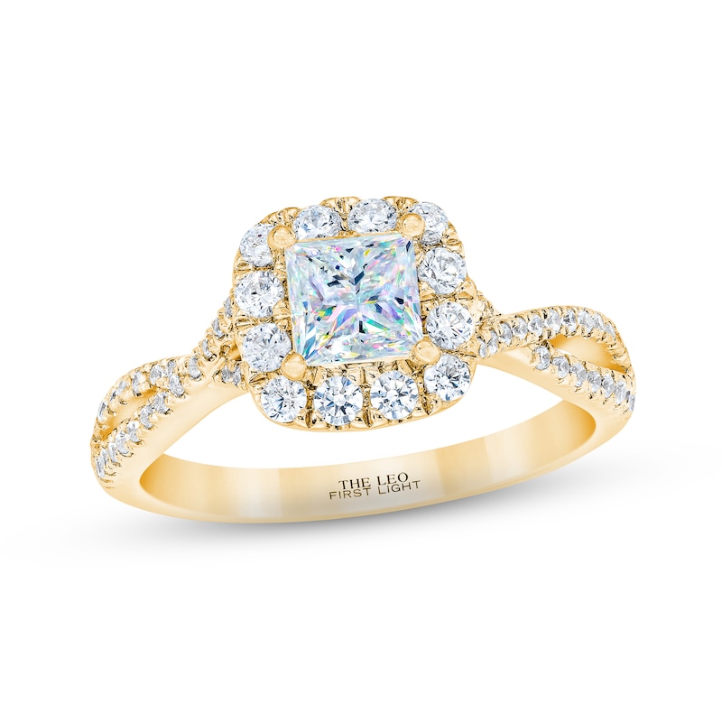 THE LEO First Light Diamond Princess-Cut Engagement Ring 1-1/8 ct tw 14K Yellow Gold