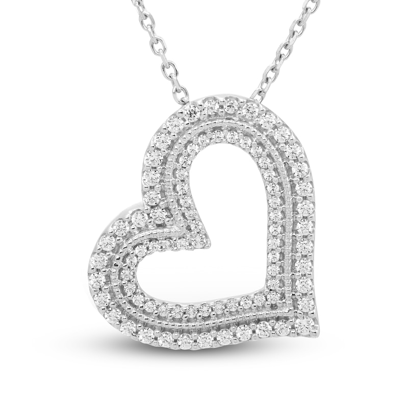 Main Image 1 of Neil Lane Diamond Heart Necklace 1/3 ct tw Round-cut 10K White Gold 18&quot;