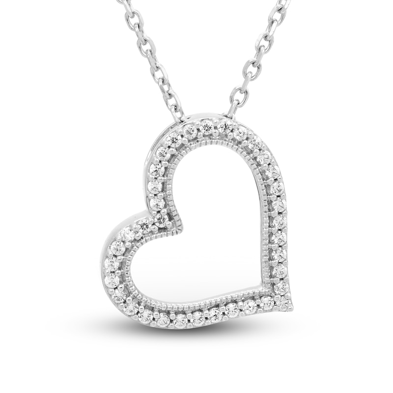 Neil Lane Diamond Heart Necklace 1/10 ct tw Round-cut Sterling Silver 18"