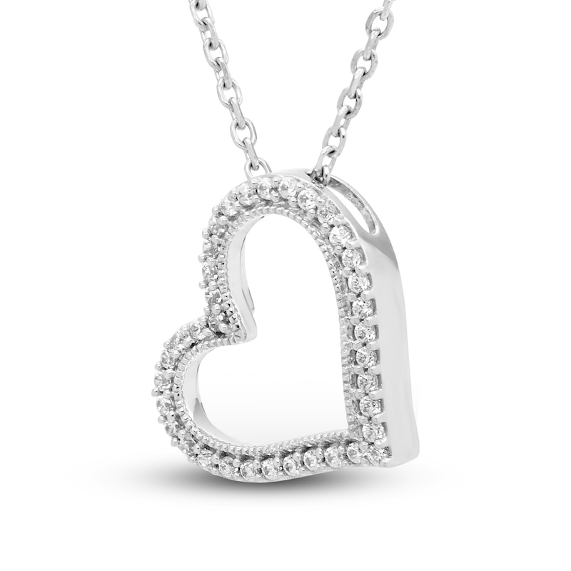 Main Image 2 of Neil Lane Diamond Heart Necklace 1/10 ct tw Round-cut Sterling Silver 18&quot;