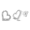 Thumbnail Image 0 of Neil Lane Diamond Heart Earrings 1/8 ct tw Round & Baguette 10K White Gold