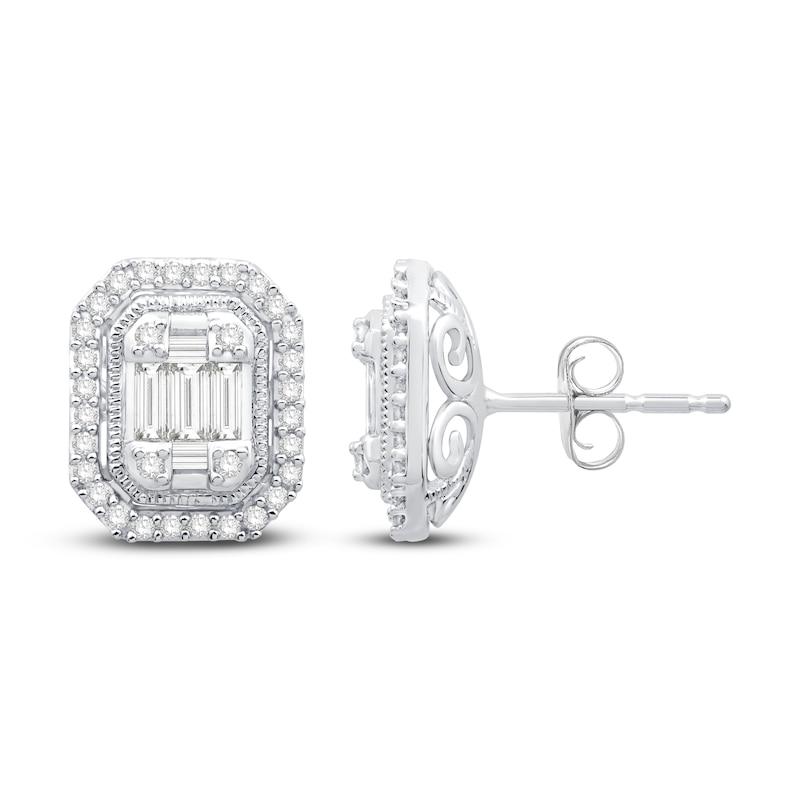 Neil Lane Diamond Earrings 3/8 ct tw Baguette & Round-Cut 14K White Gold