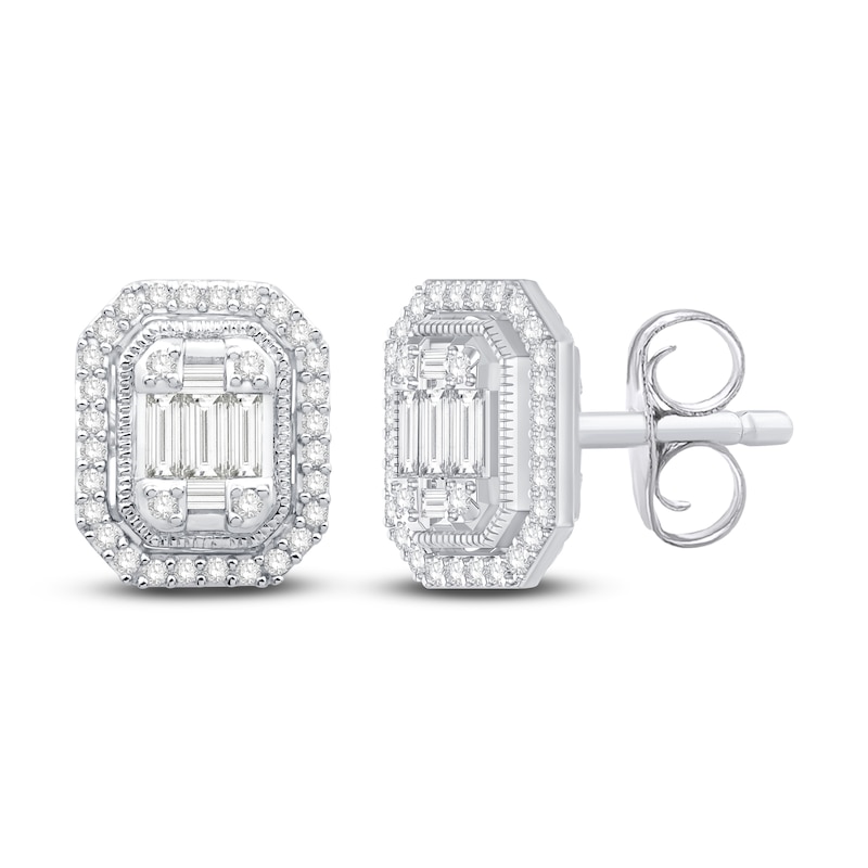 Neil Lane Diamond Earrings 3/8 ct tw Baguette & Round-Cut 14K White Gold