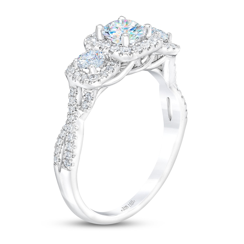 THE LEO First Light Diamond Three-Stone Engagement Ring 1 ct tw 14K White Gold