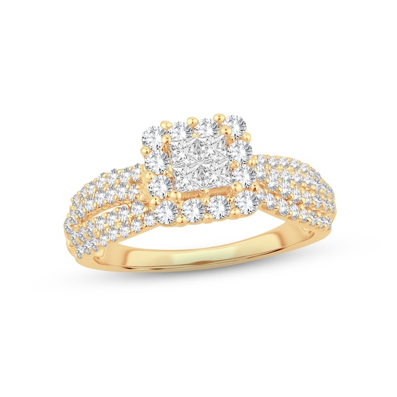 Now + Forever Diamond Engagement Ring 1 ct tw Princess & Round-Cut 14K Yellow Gold