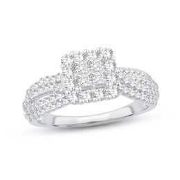 Now + Forever Multi-Diamond Engagement Ring 1 ct tw Princess & Round 14K White Gold