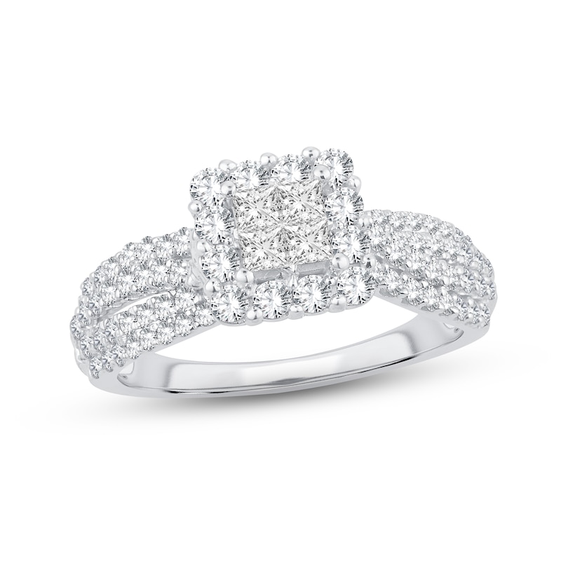 Main Image 1 of Now + Forever Multi-Diamond Engagement Ring 1 ct tw Princess & Round 14K White Gold