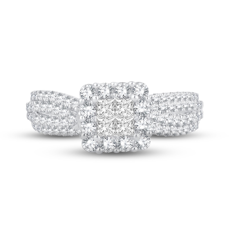 Main Image 2 of Now + Forever Multi-Diamond Engagement Ring 1 ct tw Princess & Round 14K White Gold